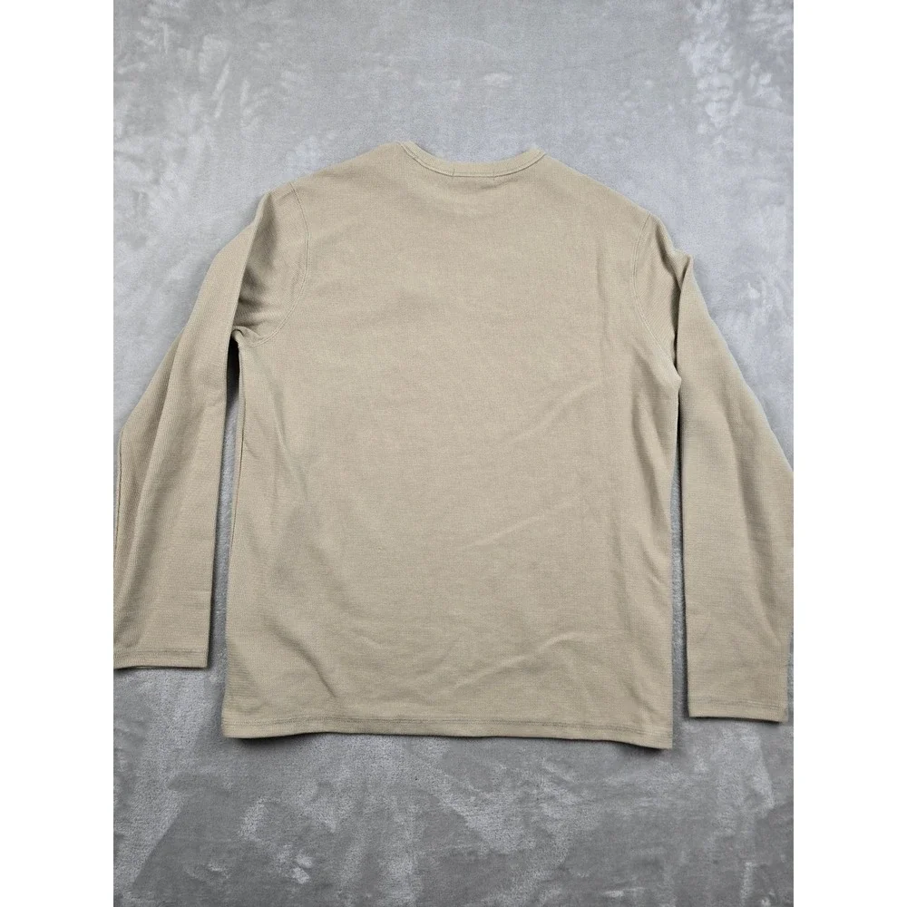 Banana Republic Textured Double Knit Crew Mens Large Beige Long Sleeve Shirt